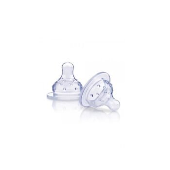 NUBY TÉTINES EN SILICONE VARIO-FLO A COL STANDARD ANTI-COLIQUE POUR LIQUIDE EPAIS +0MOIS B2 REF 20-ID00921