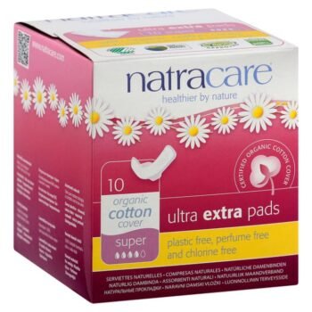 NATRACARE ORGANIC & NATURAL ULTRA EXTRA PADS 10 SUPER WITH ORGANIC COTTON COVER