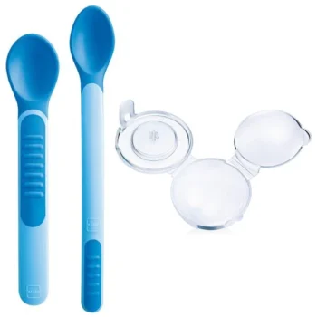 MAM CUILLERE SENSIBLE A LA CHALEUR + COVER BLEU +6MOIS REF SH20020